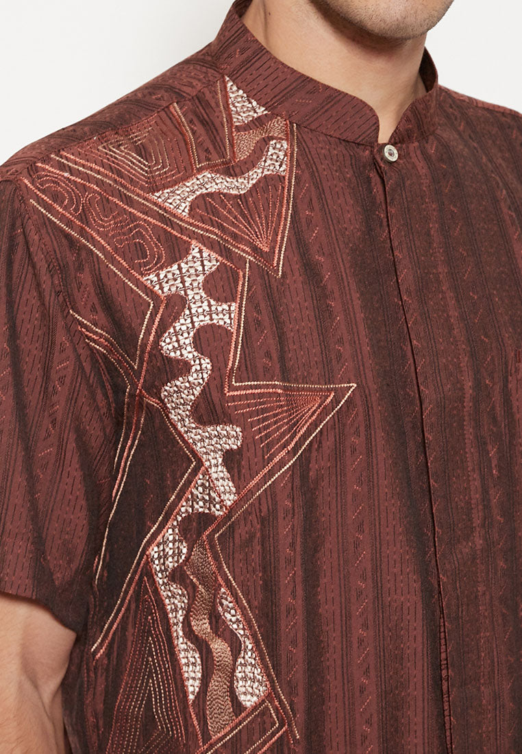 Woffi Man Baju Koko Bethal Moslem Shirt Coklat