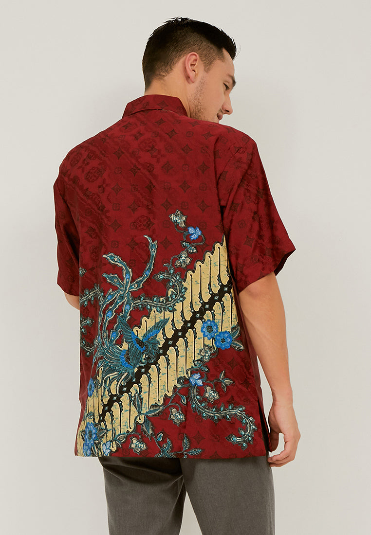 Woffi Man Batik Aidun Silk Shirt Merah