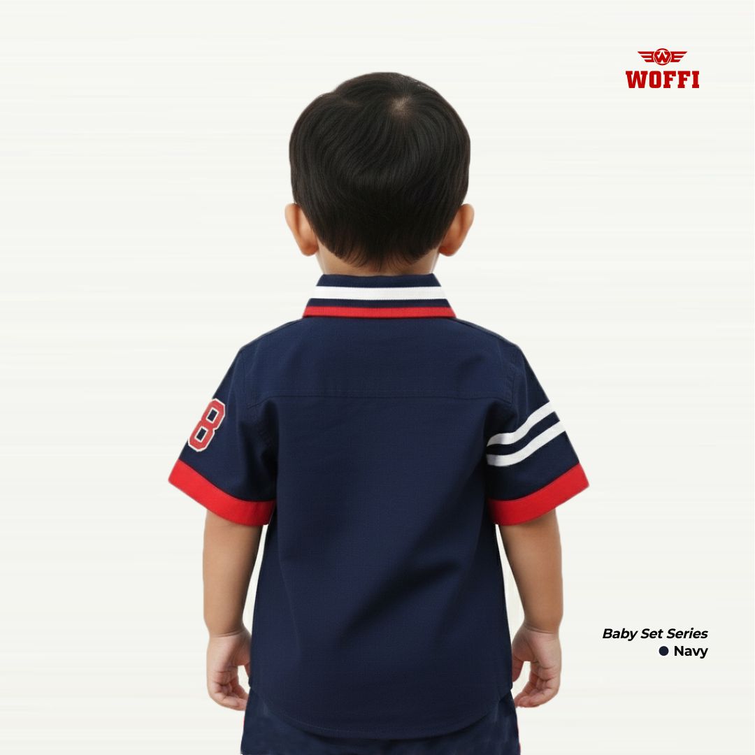 Woffi Setelan Baju Bayi + Celana Bayi - Casual Baby Set Kemeja