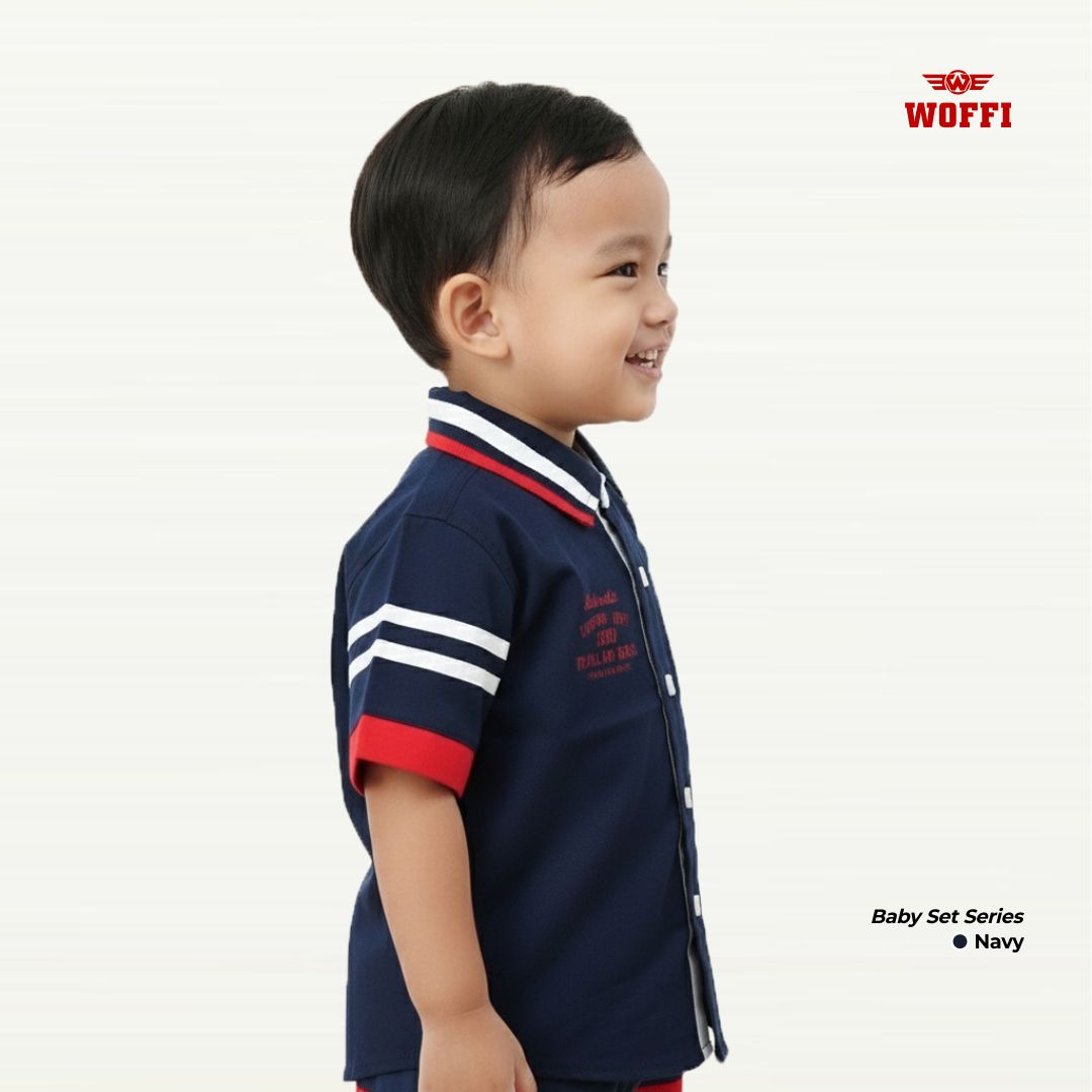Woffi Setelan Baju Bayi + Celana Bayi - Casual Baby Set Kemeja