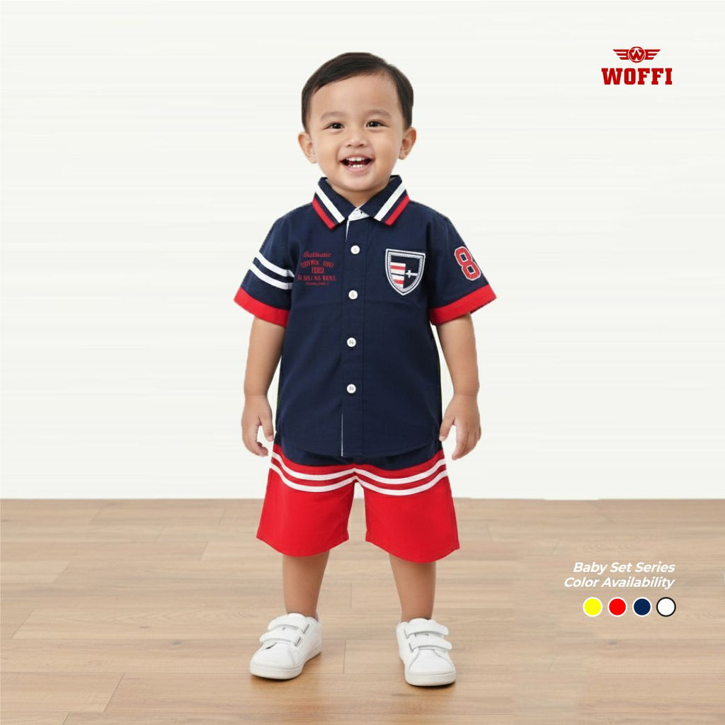 Woffi Setelan Baju Bayi + Celana Bayi - Casual Baby Set Kemeja