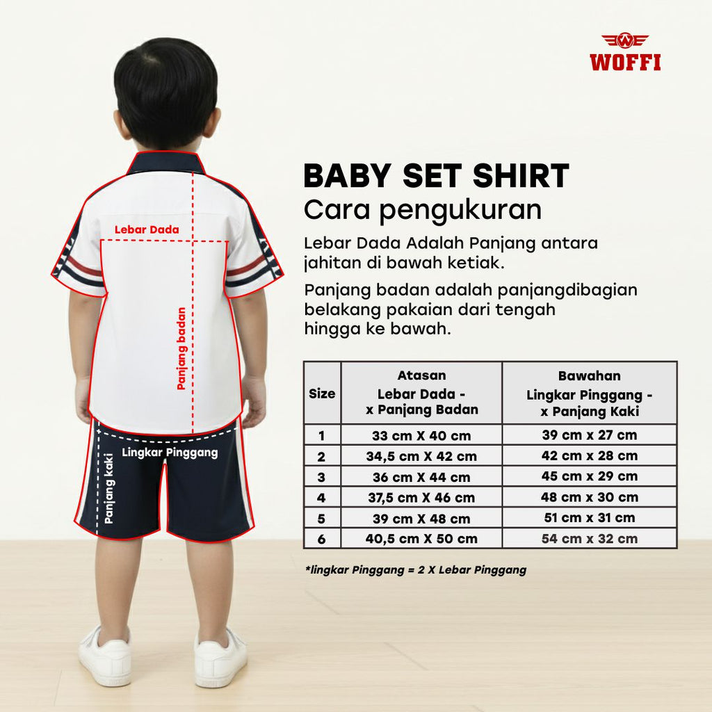 Woffi Setelan Baju Bayi + Celana Bayi - Casual Baby Set Kemeja