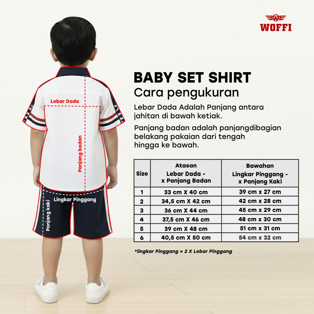 Woffi Setelan Baju Bayi + Celana Bayi - Casual Baby Set Kemeja