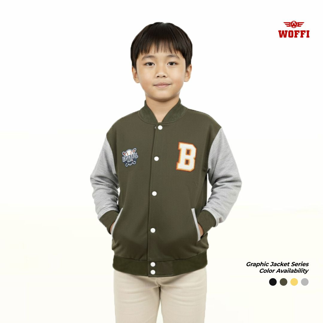 Woffi Jaket Anak Bordir Bulu Handuk Timbul