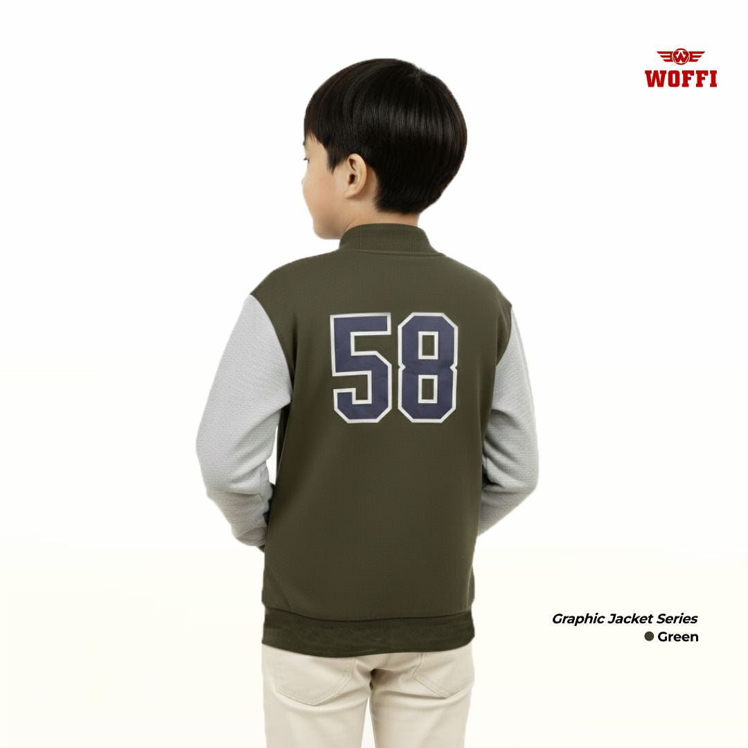 Woffi Jaket Anak Bordir Bulu Handuk Timbul