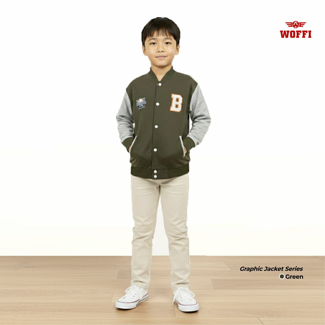Woffi Jaket Anak Bordir Bulu Handuk Timbul