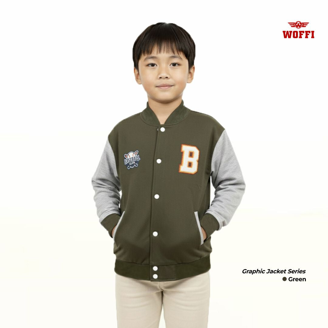 Woffi Jaket Anak Bordir Bulu Handuk Timbul