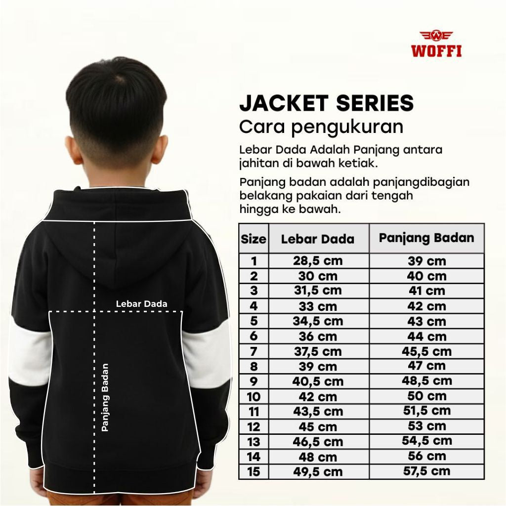 Woffi Jaket Anak Bordir Bulu Handuk Timbul