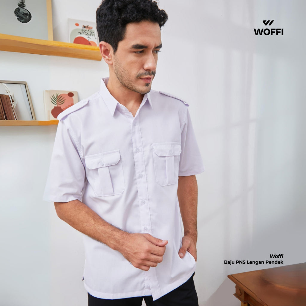 Woffi Man Kemeja - Seragam Putih PDH PNS ASN Lengan Pendek