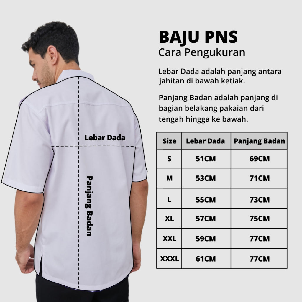 Woffi Man Kemeja - Seragam Putih PDH PNS ASN Lengan Pendek