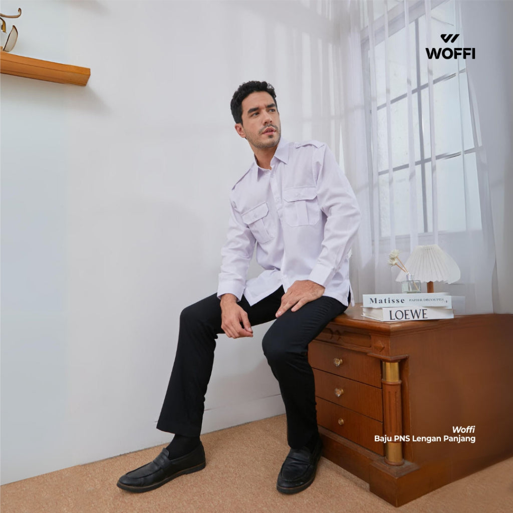 Woffi Man Kemeja - Seragam Putih PDH PNS ASN Lengan Panjang
