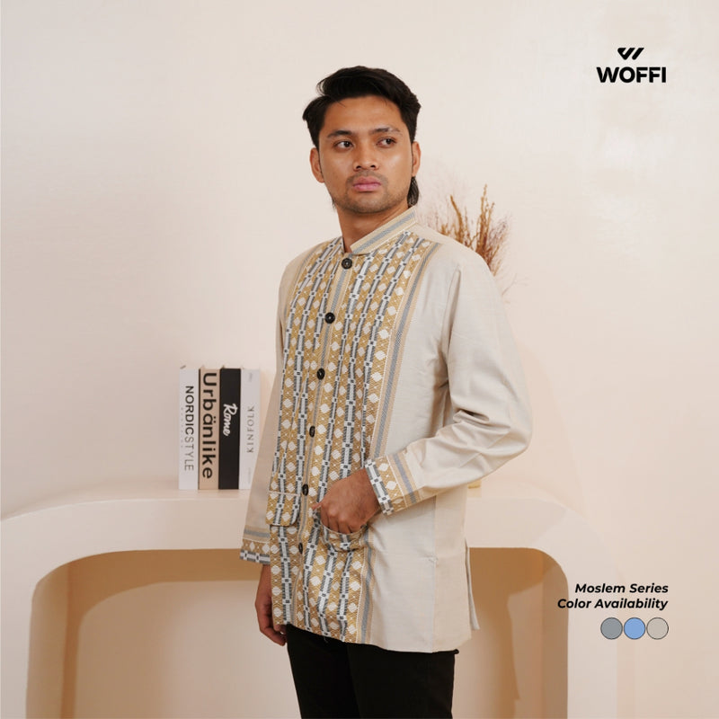 Woffi Man Baju Koko Pria - Halim Cotton Moslem Jas Long