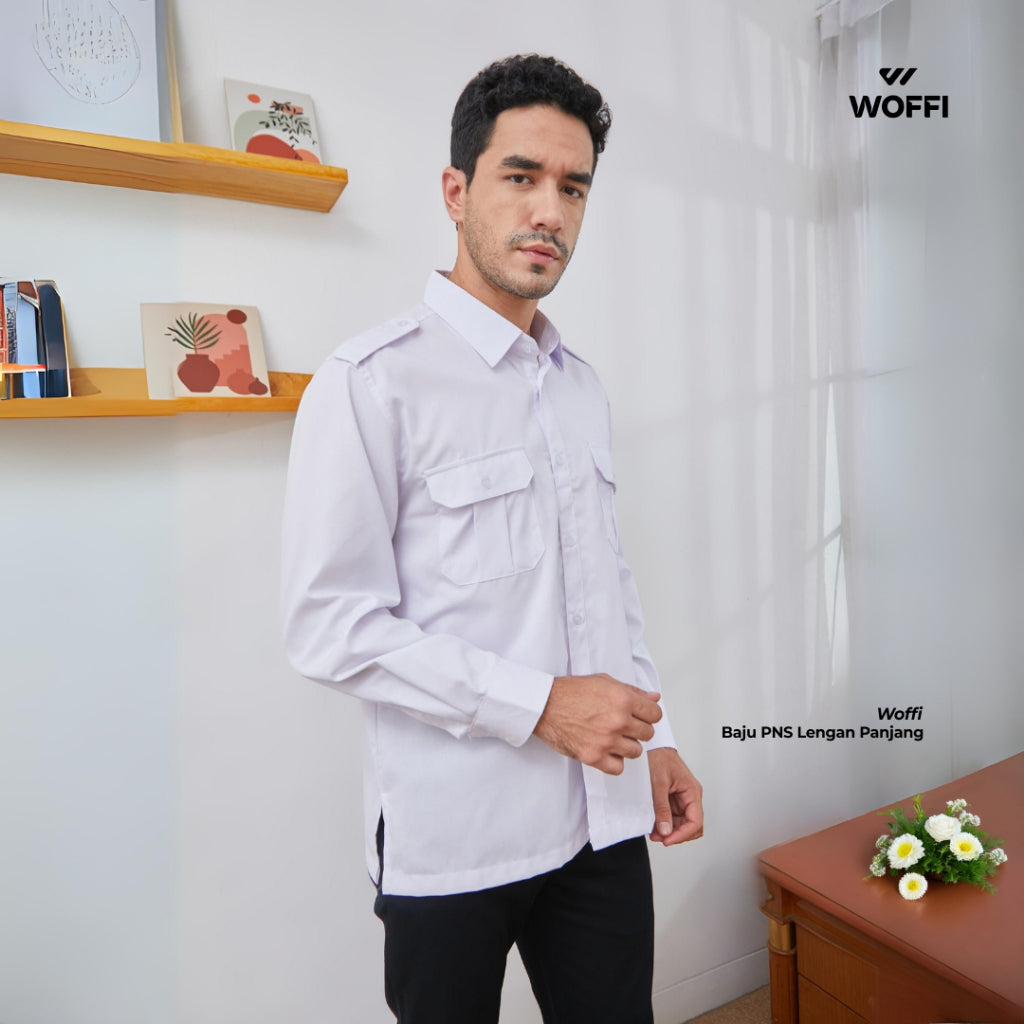 Woffi Man Kemeja - Seragam Putih PDH PNS ASN Lengan Panjang