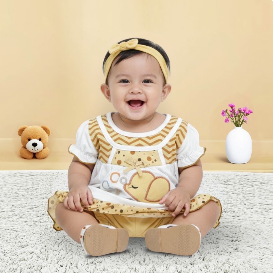 Woffi Setelan Baju Bayi + Celana Bayi - Small Polkadot & Stripes Wavy Series
