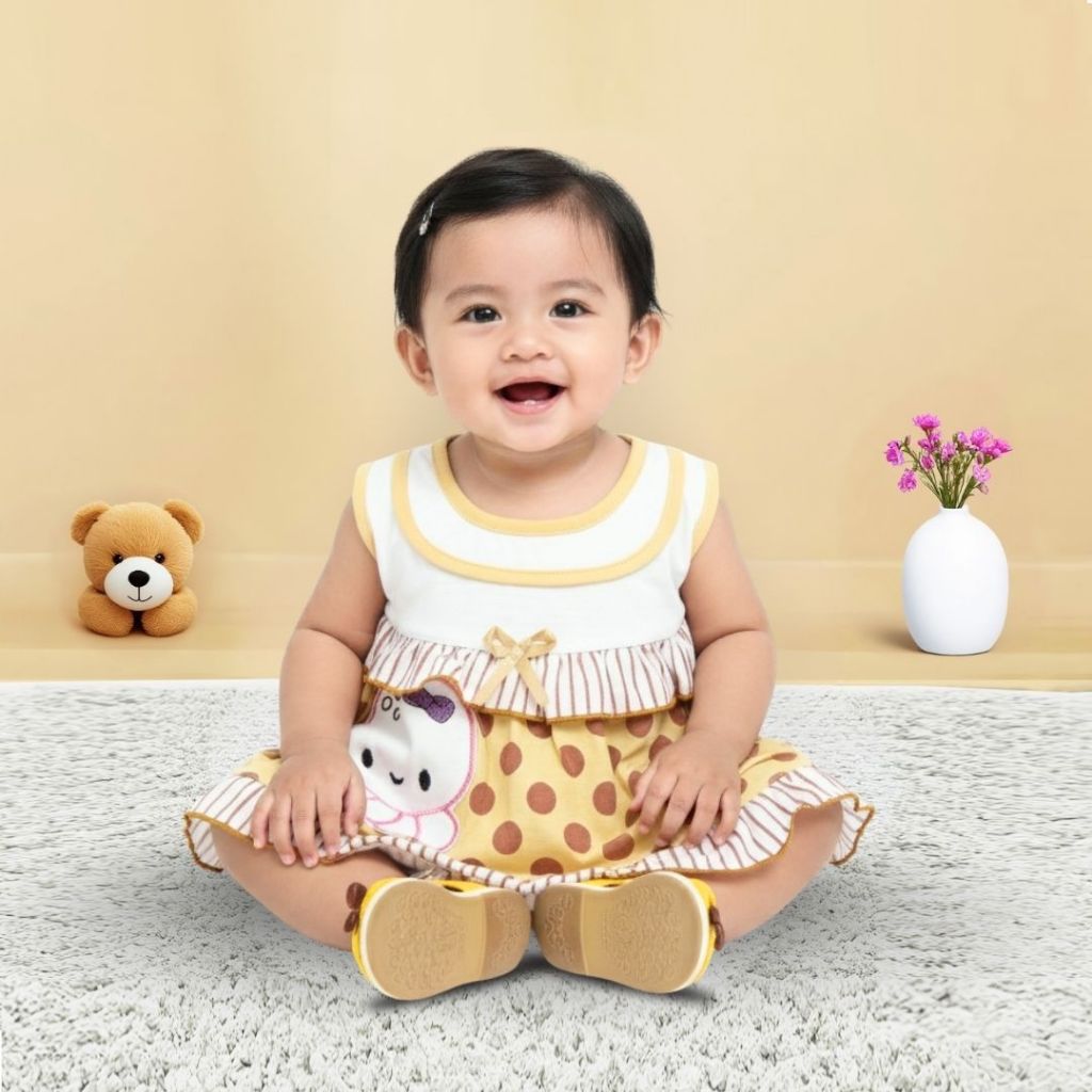 Woffi Setelan Baju Bayi + Celana Bayi - Big Polkadot & Stripes Series