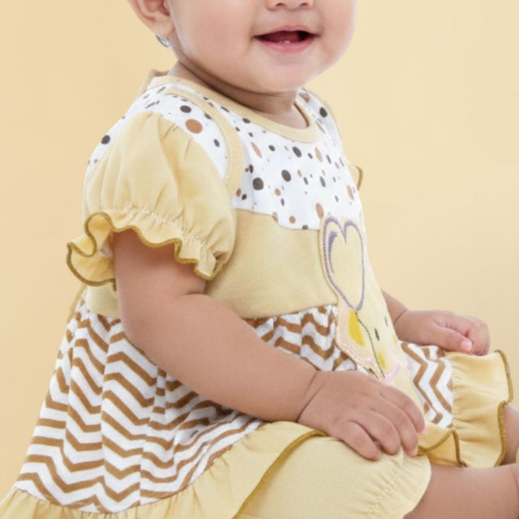 Woffi Setelan Baju Bayi + Celana Bayi - Small Polkadot & Stripes Wavy Series