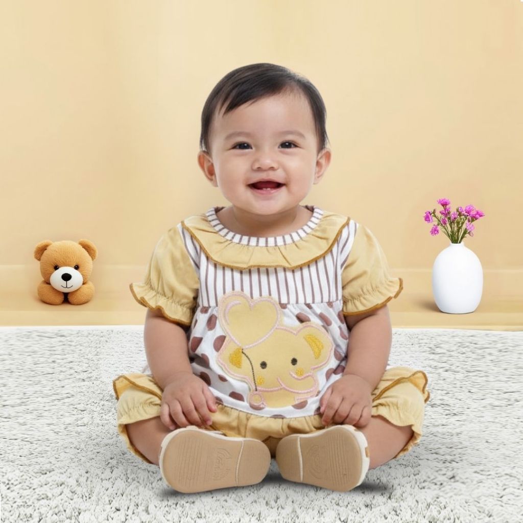 Woffi Setelan Baju Bayi + Celana Bayi - Big Polkadot & Stripes Series