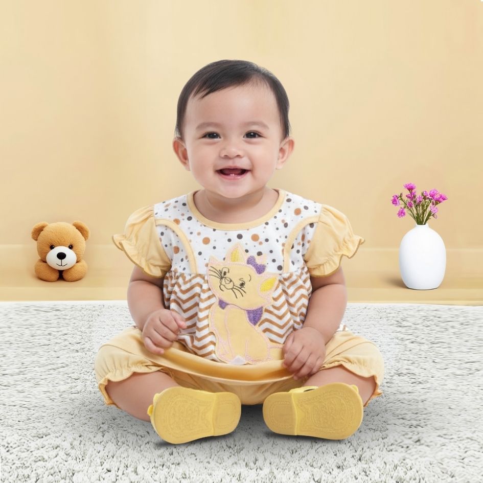 Woffi Setelan Baju Bayi + Celana Bayi - Small Polkadot & Stripes Wavy Series