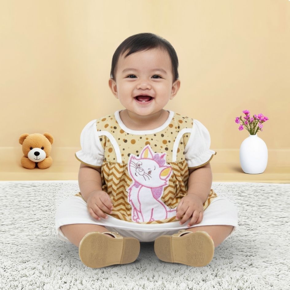 Woffi Setelan Baju Bayi + Celana Bayi - Small Polkadot & Stripes Wavy Series