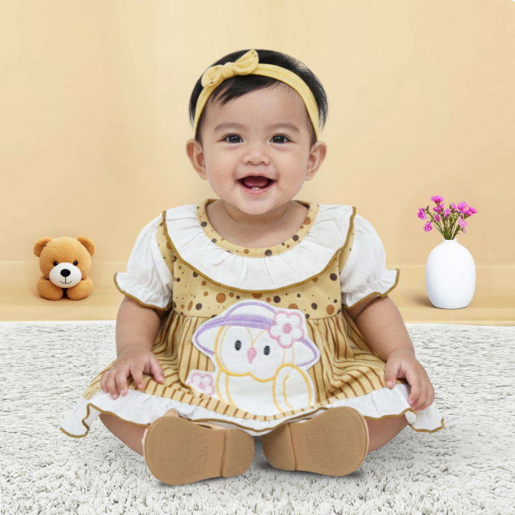 Woffi Setelan Baju Bayi + Celana Bayi - Small Polkadot & Stripes Wavy Series