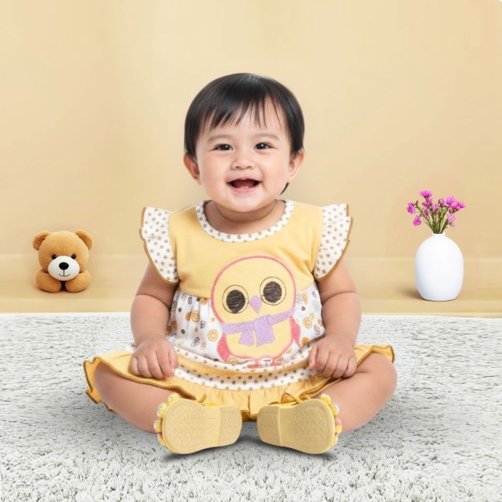 Woffi Setelan Baju Bayi + Celana Bayi - Small Polkadot & Spiral Series