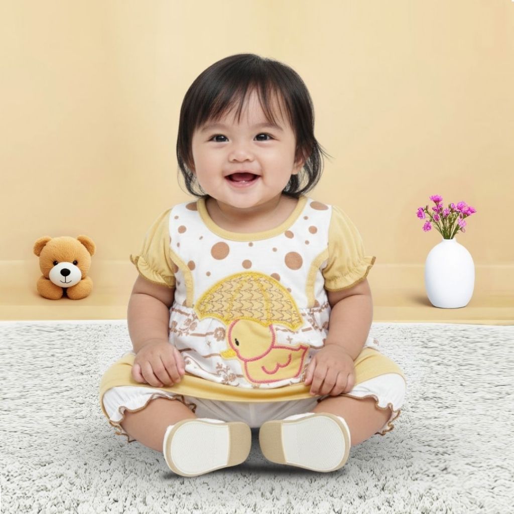 Woffi Setelan Baju Bayi + Celana Bayi - Big Polkadot & Stripes Series