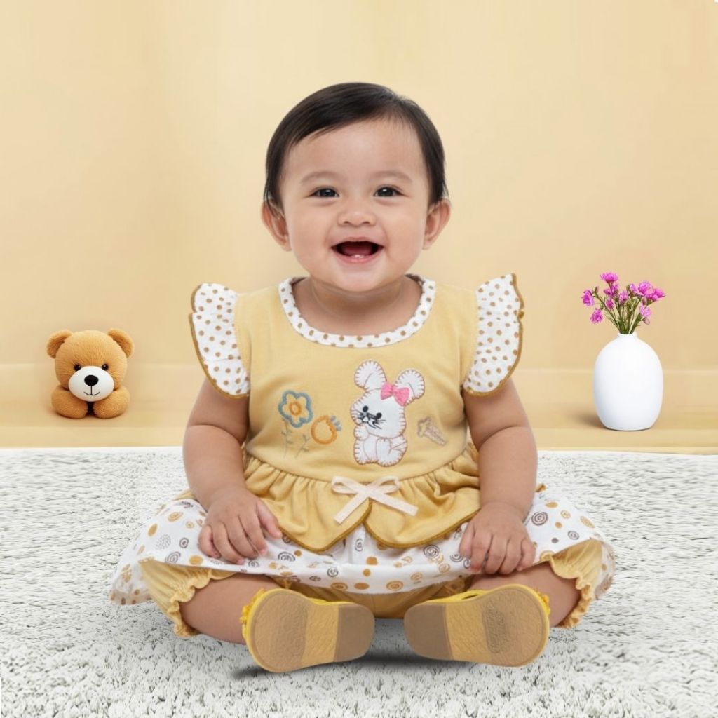 Woffi Setelan Baju Bayi + Celana Bayi - Small Polkadot & Spiral Series