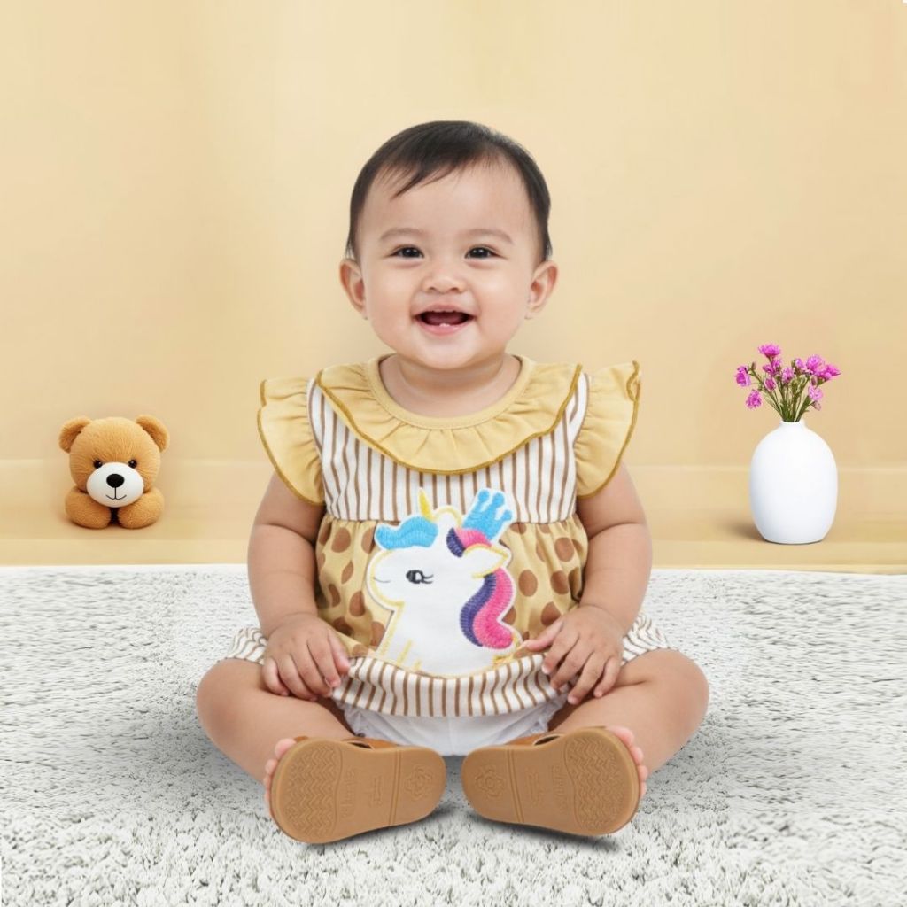 Woffi Setelan Baju Bayi + Celana Bayi - Big Polkadot & Stripes Series