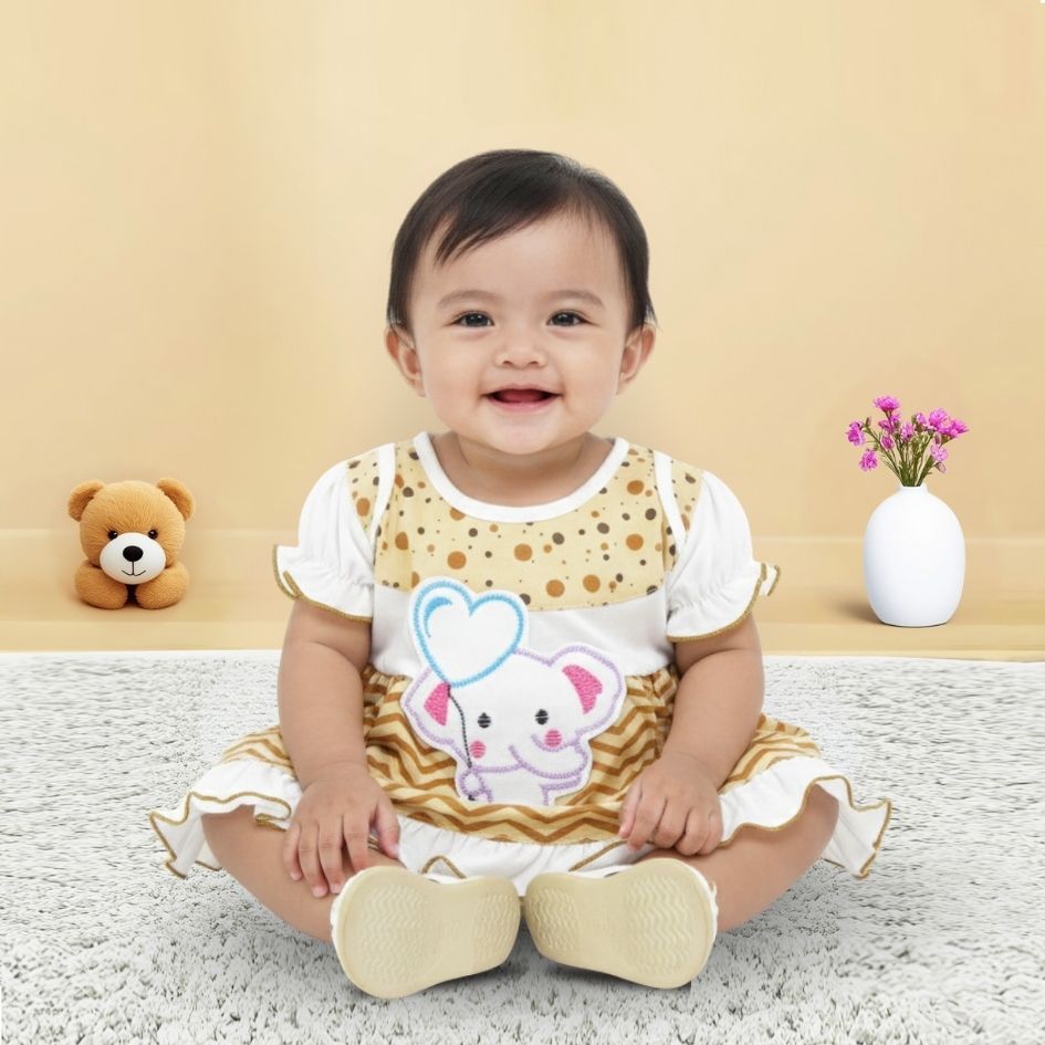 Woffi Setelan Baju Bayi + Celana Bayi - Small Polkadot & Stripes Wavy Series