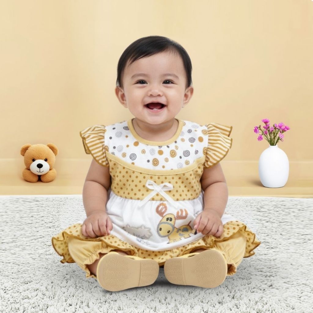 Woffi Setelan Baju Bayi + Celana Bayi - Small Polkadot & Spiral Series