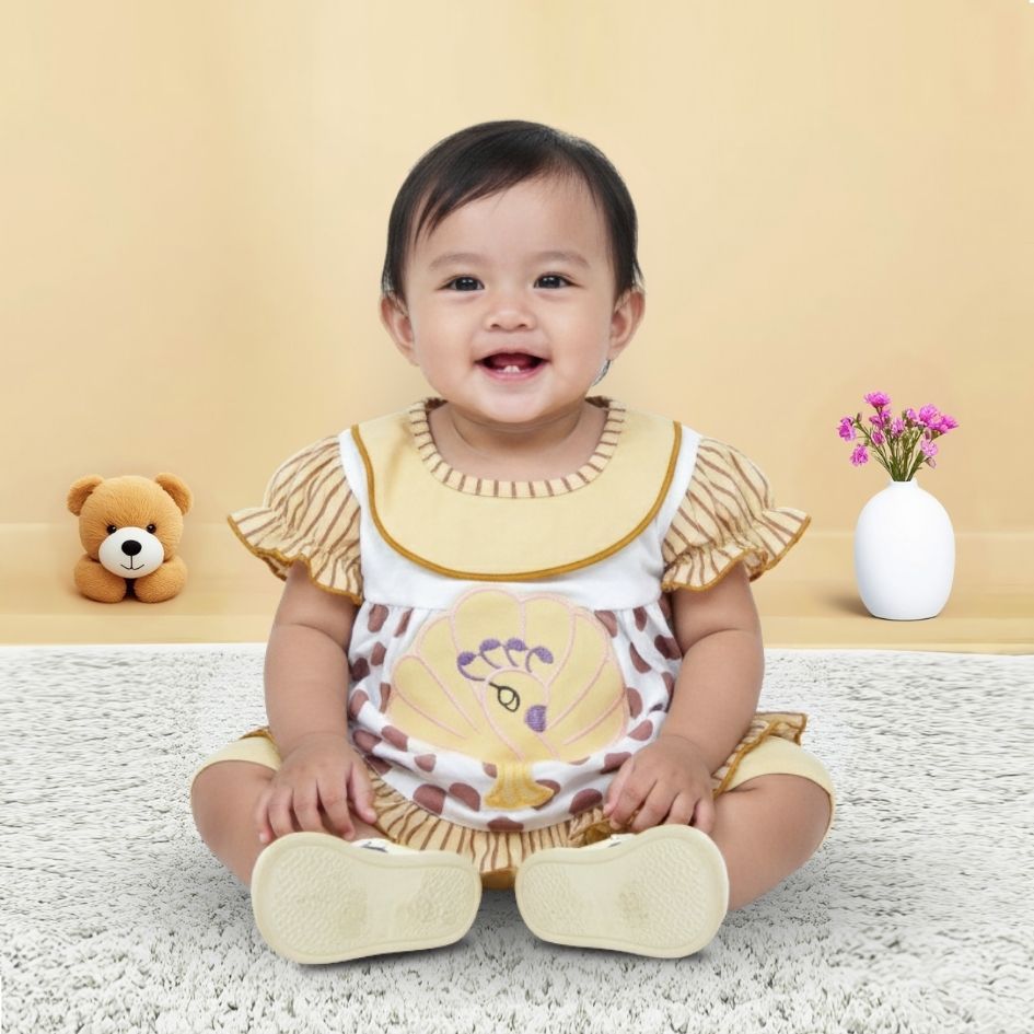 Woffi Setelan Baju Bayi + Celana Bayi - Big Polkadot & Stripes Series