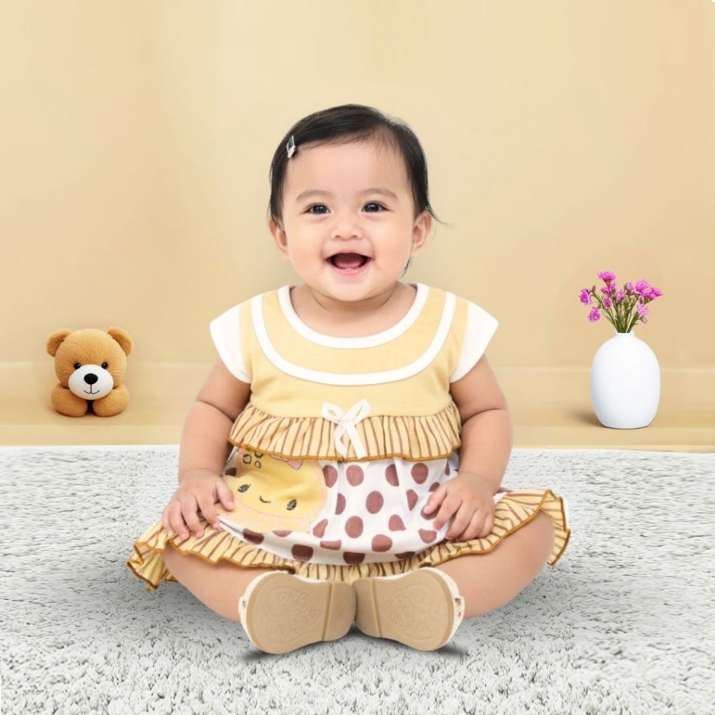 Woffi Setelan Baju Bayi + Celana Bayi - Big Polkadot & Stripes Series