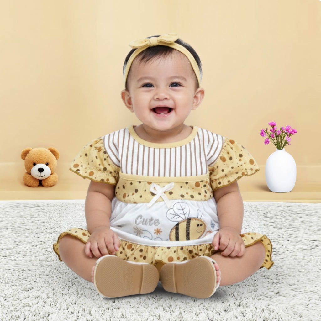 Woffi Setelan Baju Bayi + Celana Bayi - Small Polkadot & Stripes Wavy Series