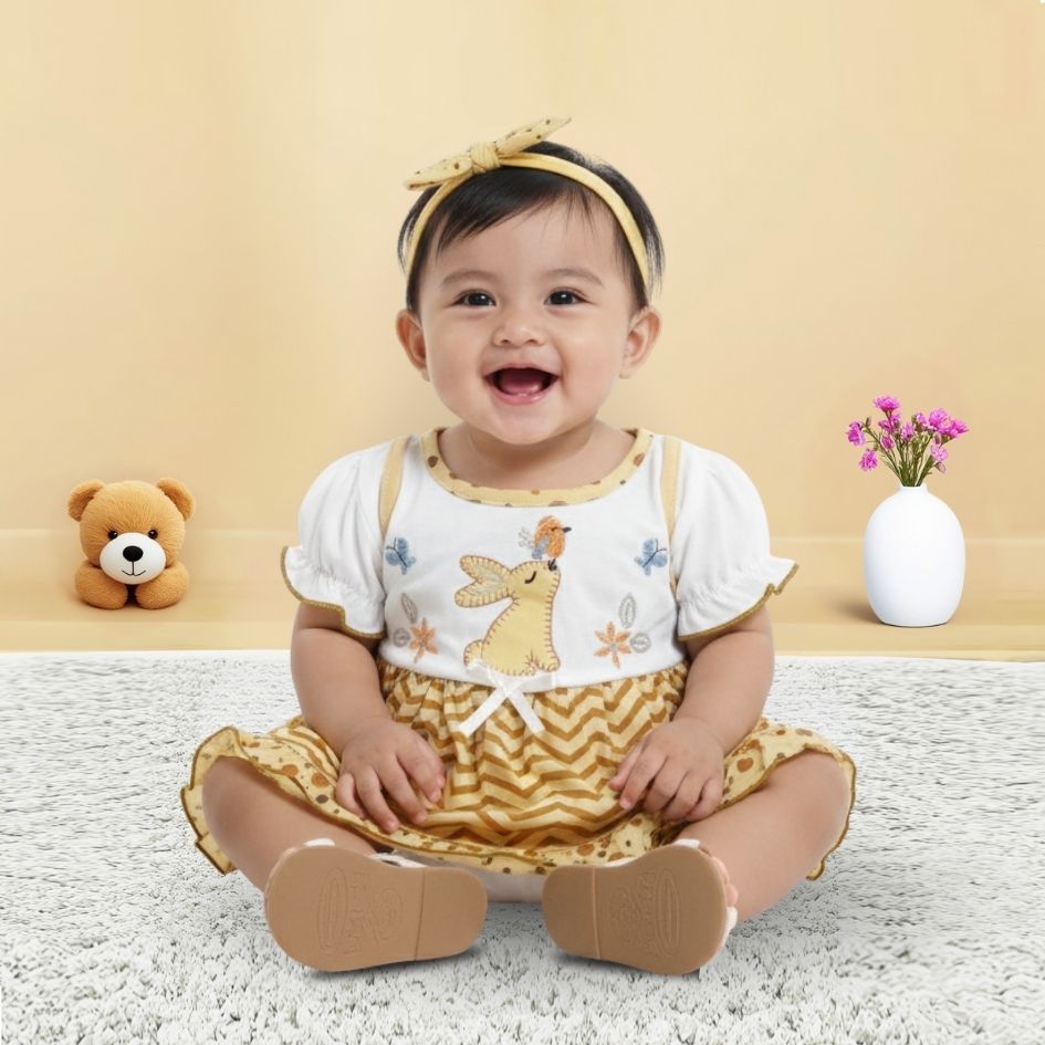 Woffi Setelan Baju Bayi + Celana Bayi - Small Polkadot & Stripes Wavy Series