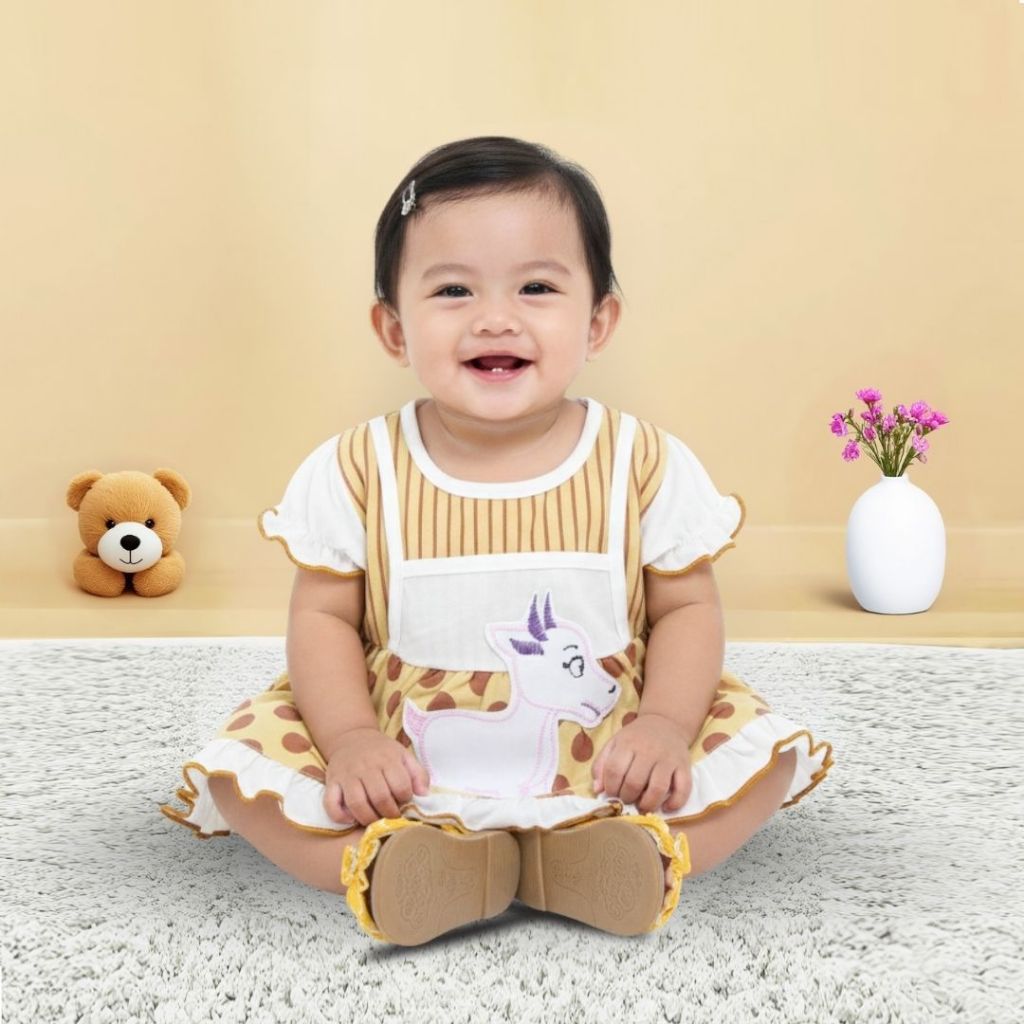 Woffi Setelan Baju Bayi + Celana Bayi - Big Polkadot & Stripes Series