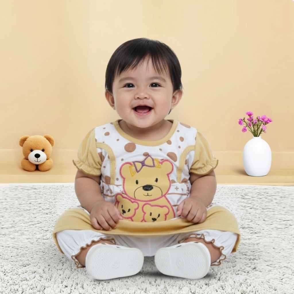 Woffi Setelan Baju Bayi + Celana Bayi - Big Polkadot & Stripes Series