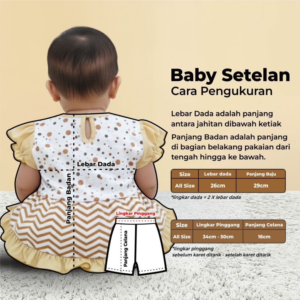 Woffi Setelan Baju Bayi + Celana Bayi - Big Polkadot & Stripes Series