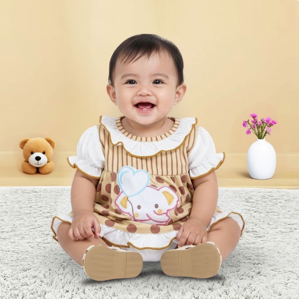 Woffi Setelan Baju Bayi + Celana Bayi - Big Polkadot & Stripes Series