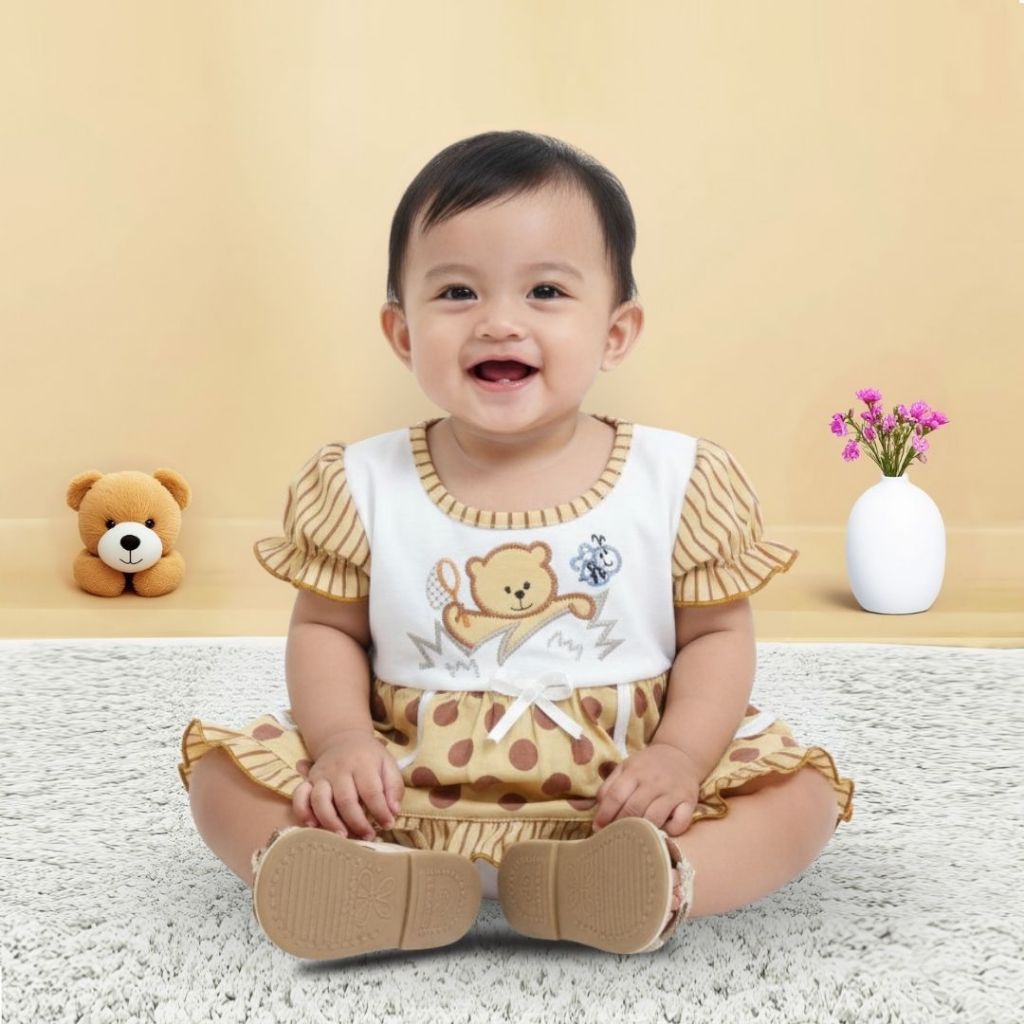 Woffi Setelan Baju Bayi + Celana Bayi - Big Polkadot & Stripes Series