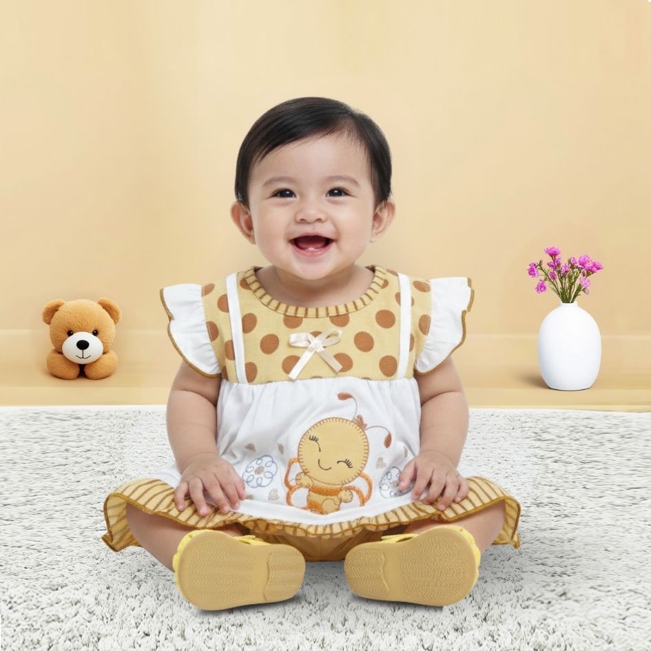 Woffi Setelan Baju Bayi + Celana Bayi - Big Polkadot & Stripes Series