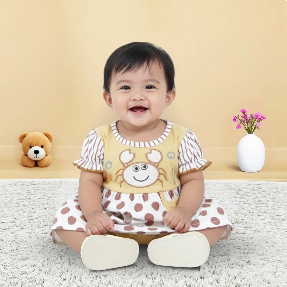 Woffi Setelan Baju Bayi + Celana Bayi - Big Polkadot & Stripes Series