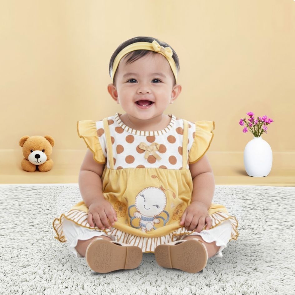 Woffi Setelan Baju Bayi + Celana Bayi - Big Polkadot & Stripes Series
