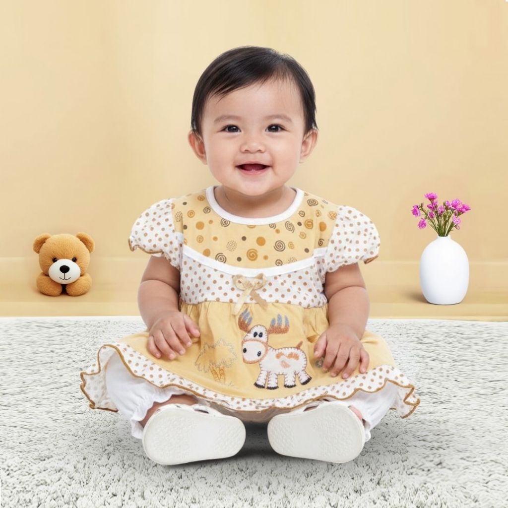 Woffi Setelan Baju Bayi + Celana Bayi - Small Polkadot & Spiral Series
