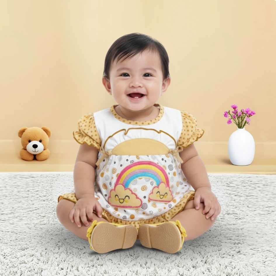 Woffi Setelan Baju Bayi + Celana Bayi - Small Polkadot & Spiral Series