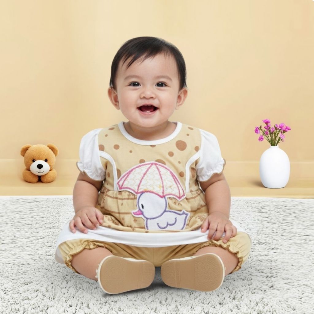Woffi Setelan Baju Bayi + Celana Bayi - Big Polkadot & Stripes Series