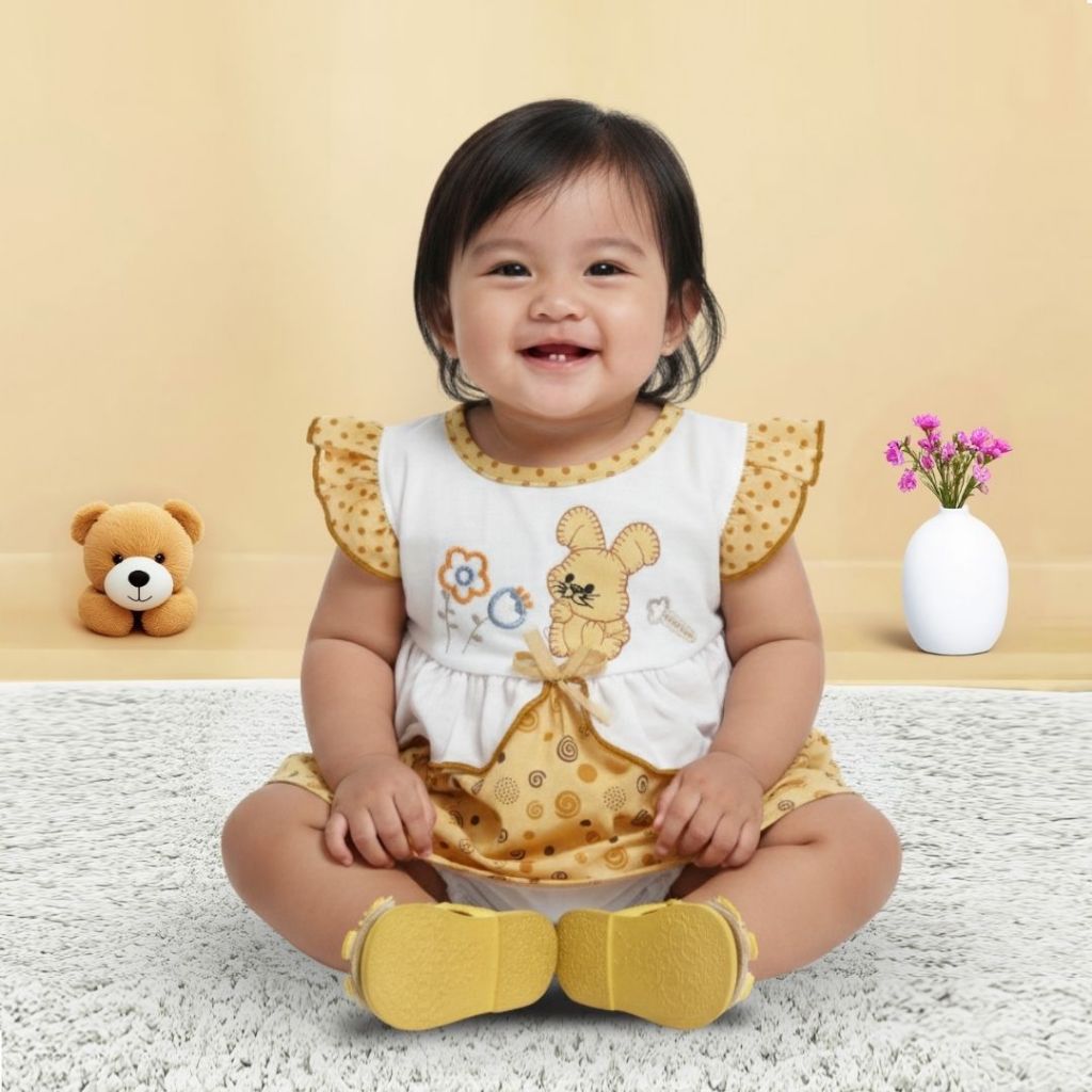 Woffi Setelan Baju Bayi + Celana Bayi - Small Polkadot & Spiral Series