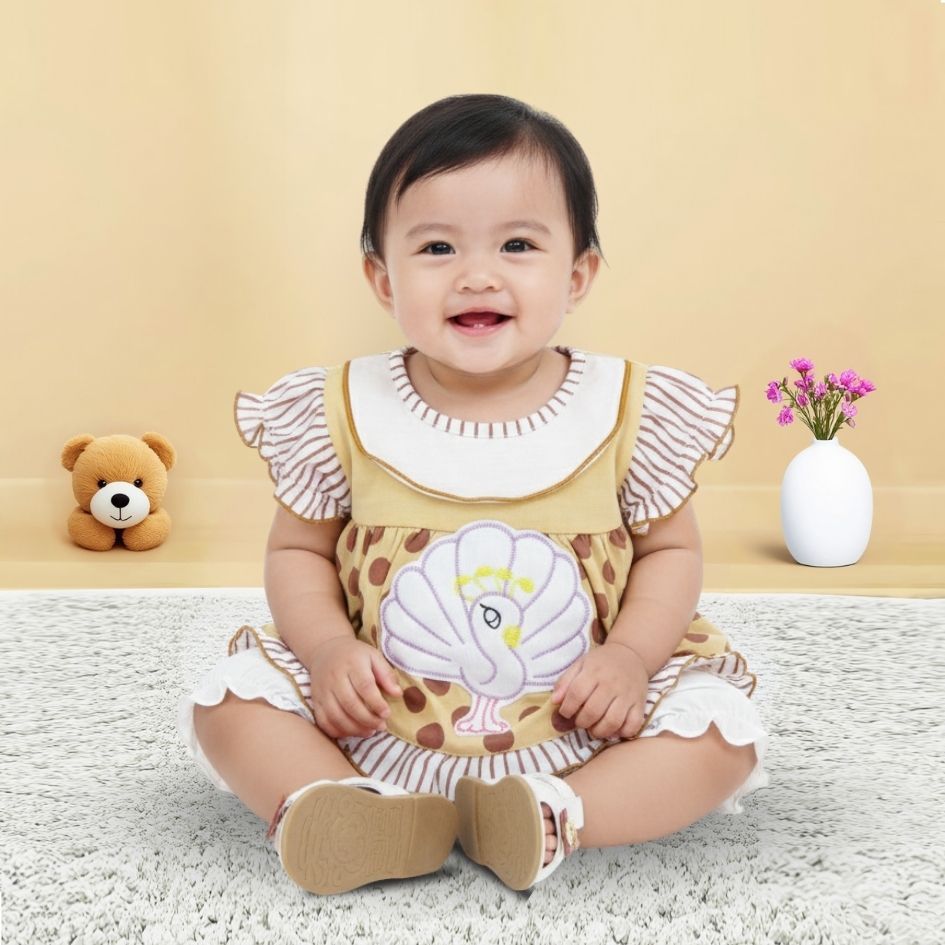 Woffi Setelan Baju Bayi + Celana Bayi - Big Polkadot & Stripes Series