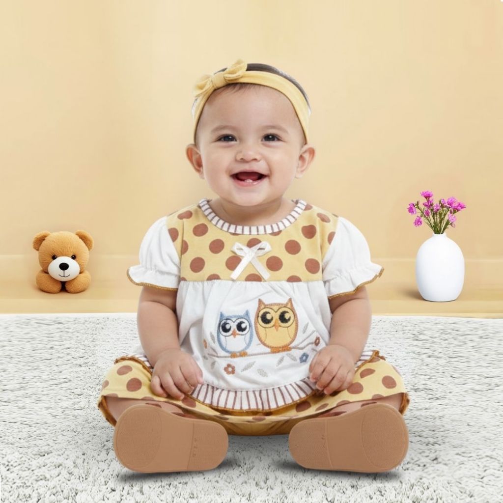 Woffi Setelan Baju Bayi + Celana Bayi - Big Polkadot & Stripes Series