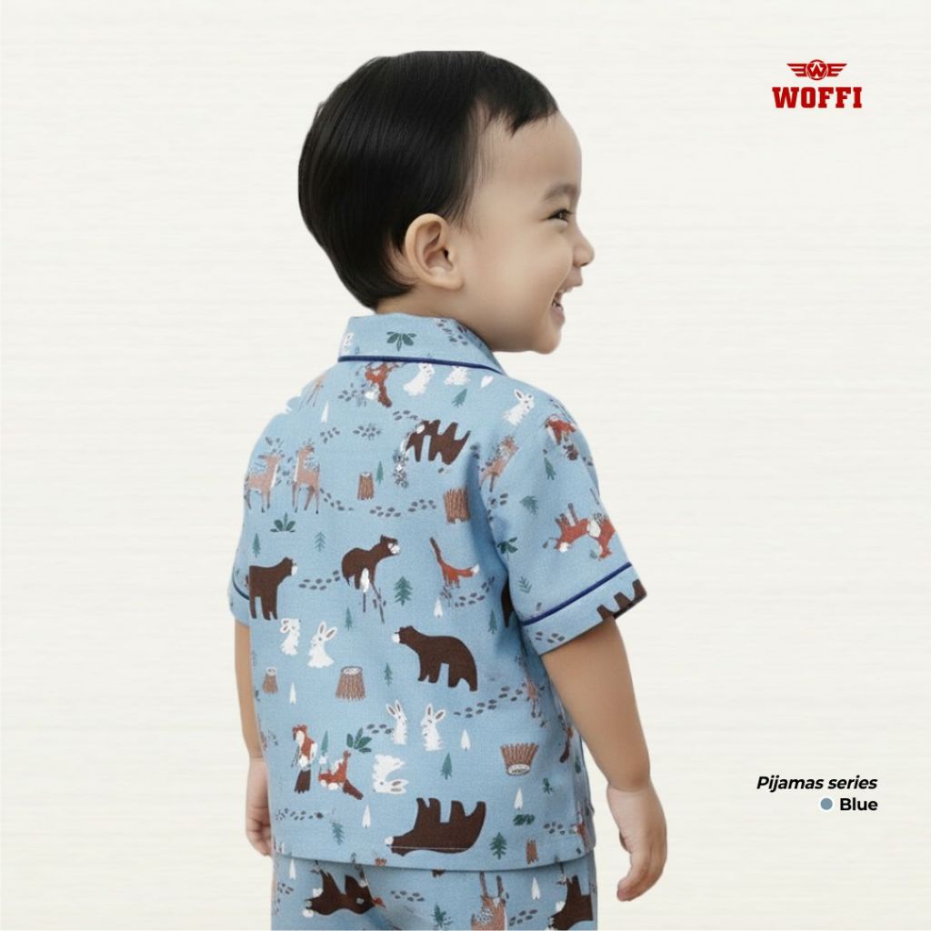 Woffi Setelan Piyama Anak Karakter Lucu Lengan Pendek