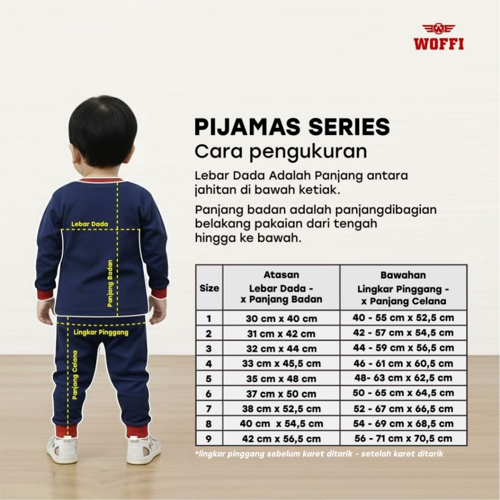 Woffi Setelan Piyama Anak Karakter Lucu Lengan Panjang